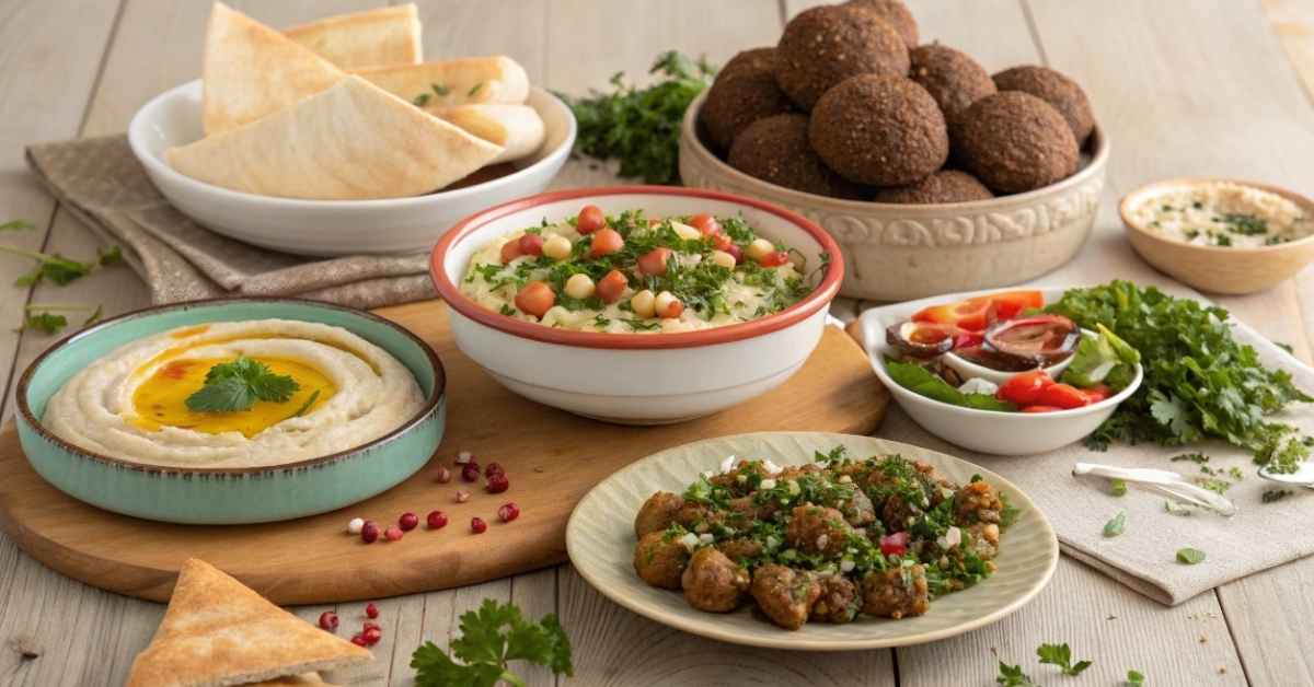 Lebanese lunch recipes - vibrant Lebanese meal display