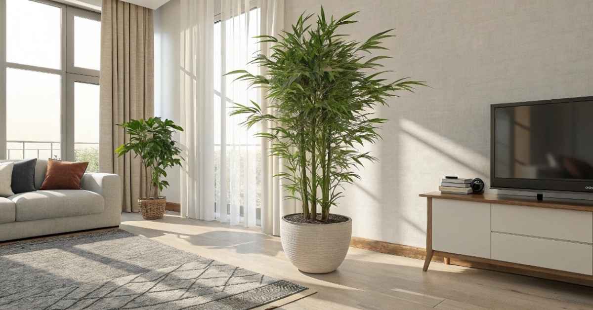 tall houseplant in a modern living room